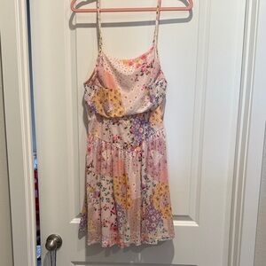SHEIN Pink Floral Patchwork Spaghetti-Strap Sundress